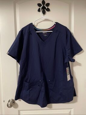 Scrubstar Stretch Navy Blue V-Neck Medical Scrub Top